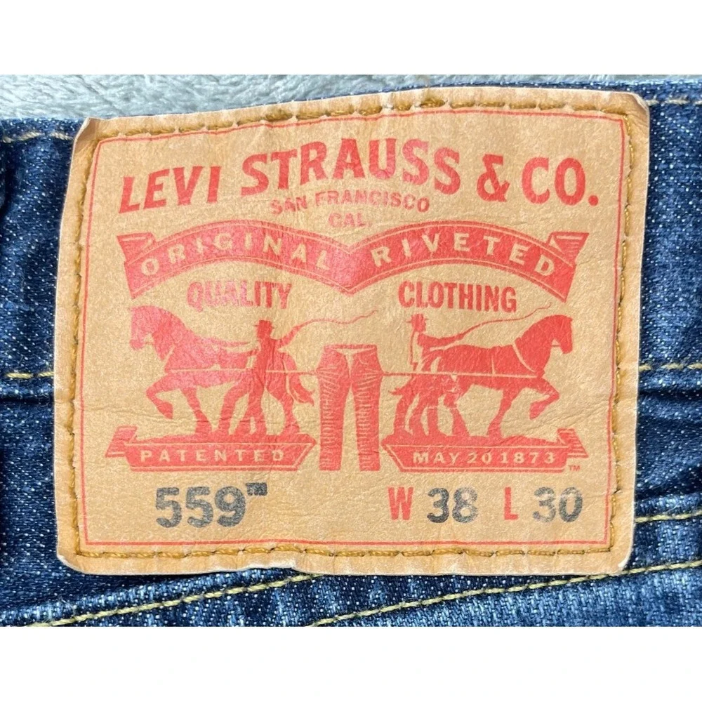 Levis Men's 559 Jeans 38x30 Blue Relaxed Straight Leg‎ Denim